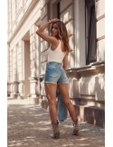 Jeansshorts mit Abschürfungen, Hellblau 3006 - Online-Shop - Boutique